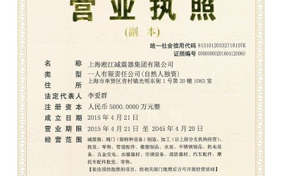 上海淞江减震器集团有限公司营业执照